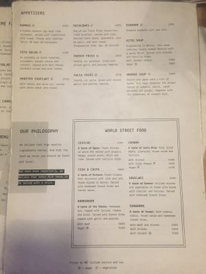 Menu 07/10/2019 at The Open Kitchen in Monteverde