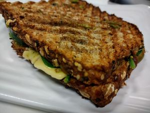 Basil Pesto Panini at Alkalicious Cold Pressed Juice Bar in Chesapeake