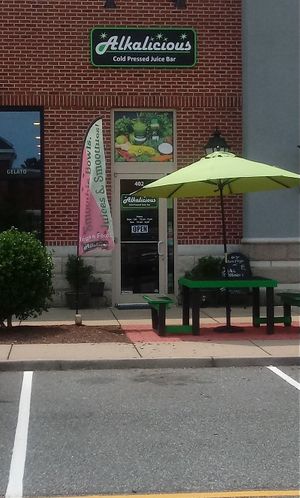 font at Alkalicious Cold Pressed Juice Bar in Chesapeake