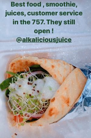 Mmmm.... Queen_o32 enjoyed her baby portobella gyro! at Alkalicious Cold Pressed Juice Bar in Chesapeake