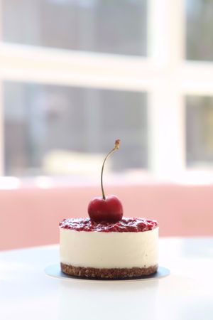 Signature Cheesecake-Handcrafted with our .house fermented organic and fair trade cashew cheese, almond crust and a delicious triple berry compote at Planthropie in Birmingham