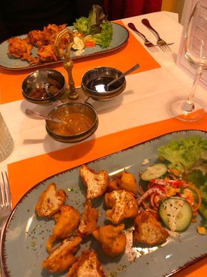 Onion Fitters and Cauliflower Fitters. Very tasty! at Namaste City in Bern