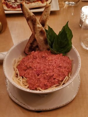 Tofu bolognese at La Piazzetta in Quebec