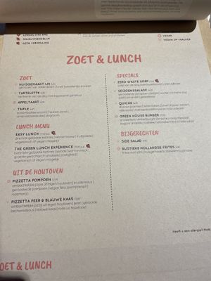 Menu  at The Green House in Utrecht