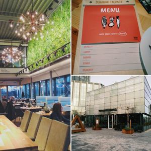 The greenhouse: outside, inside vertical garden and menu at The Green House in Utrecht