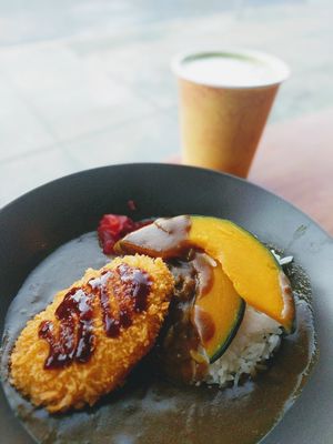 Vegan curry with potato croquette at Back Room in San Francisco