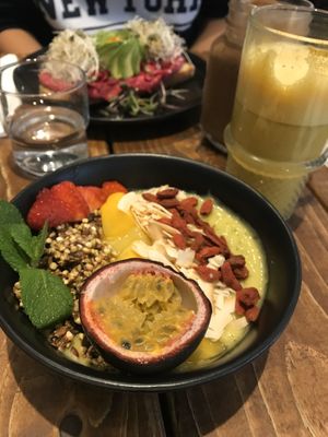 Smoothie bowl and beetroot sandwich  at A.VO.KA.DO in Malmo