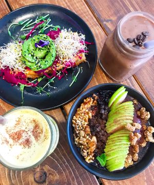 Smoothie bowl and coffee shake!! at A.VO.KA.DO in Malmo