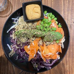 Miso ginger bowl with tempeh at A.VO.KA.DO in Malmo