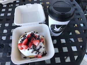 White chocolate mocha for coffee! With oat milk ✨ at Cinnaholic  in Knoxville