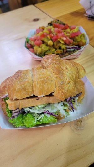Croissant with homemade Vegan Cheese & Curry Taco at Rios Vegan Food in Puerto Viejo De Talamanca