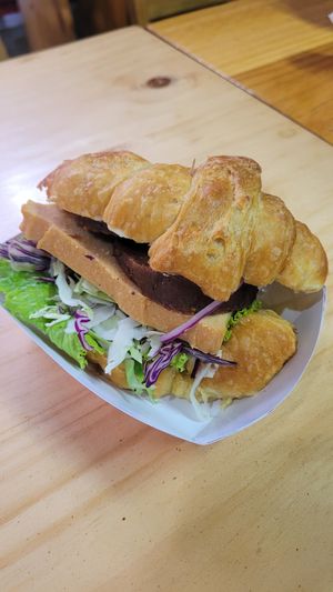 Croissant with Vegan Cheese & Sausage at Rios Vegan Food in Puerto Viejo De Talamanca