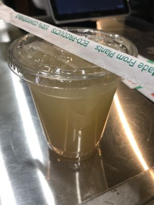 Fresh squeezed lemonade- lemon water and sugar cane   at A Live Kitchen in Queens