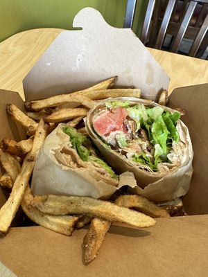 BLTA with fries.   at A Live Kitchen in Queens
