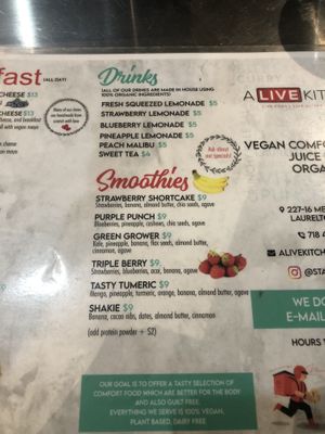 Menu   at A Live Kitchen in Queens
