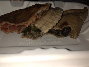 Pizza, Philly and Kale&Chickpeas empanadas at A Live Kitchen in Queens