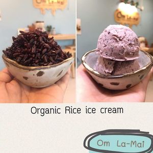 Made from organic riceberry from our own rice fields.Mixed together with coconut milk.Gentle flavor and very good combination. at Om La Mai in Chiang Rai