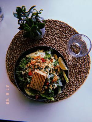 Vegan Cesar salad at Woodss in Rovaniemi