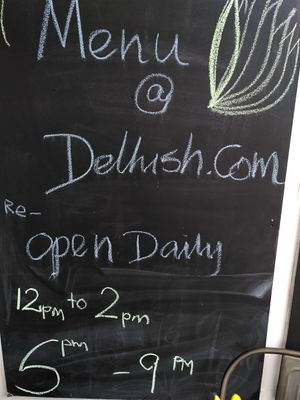 Opening hours as seen 4pm Weds 19 Feb 2020 at Delhish in Oxford