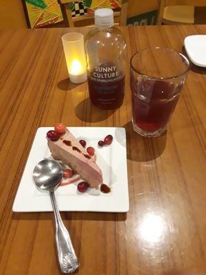 Cranberry cheesecake, w/ elderberry keefer at Leafy Greens Cafe in St Petersburg