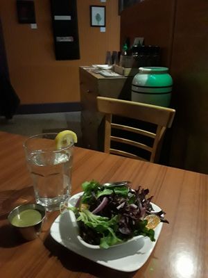 Side salad with pesto goddess dressing at Leafy Greens Cafe in St Petersburg