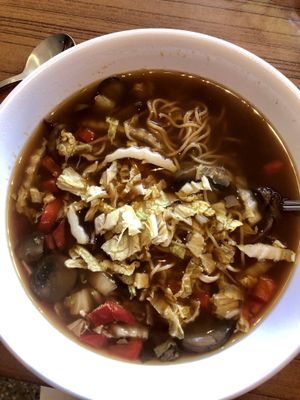 Super fragrant and delicious Healthy Ramen Noodle Bowl!!!! Love this little gem of a Cafe!!! at Leafy Greens Cafe in St Petersburg
