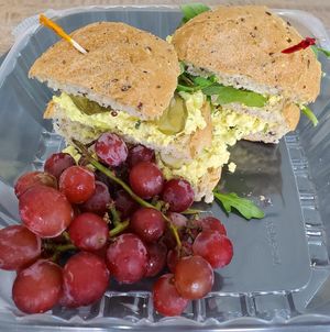 Gluten-free eggless tofu sandwich at Leafy Greens Cafe in St Petersburg