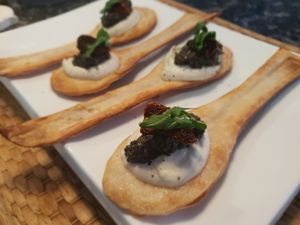 Pizza aperitifs  at Mama Mia! Vegano Italiano in Borriana