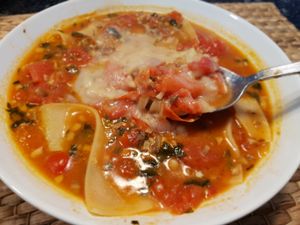 hearty lasagna soup  at Mama Mia! Vegano Italiano in Borriana
