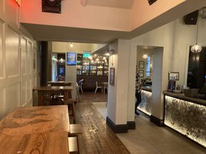 Bar on the right, more seating further ahead at The Study Room in Lancaster