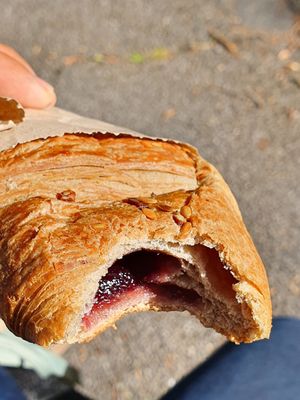 Delicious blueberry croisant at Roots & Shoots Cafe in Bath