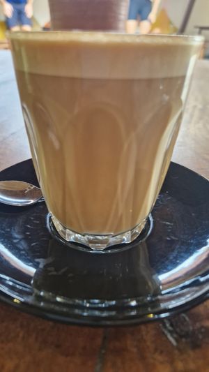 Oat latte that was very small at Salty Swami's in Hikkaduwa