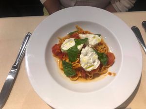 Pasta with tomato etc at Effe Terrattoria in Tokyo