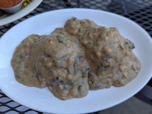 Vegan biscuits and gravy at Melt Revival in Cincinnati