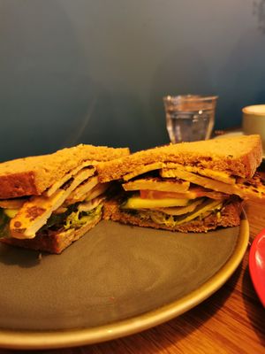Tofu bacon, vegan pesto sandwich at Nibble in Hull