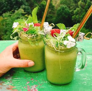 Green smoothie at Rainbow Kitchen in Mullumbimby