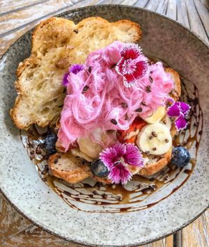 The unicorn breakfast at Rainbow Kitchen in Mullumbimby