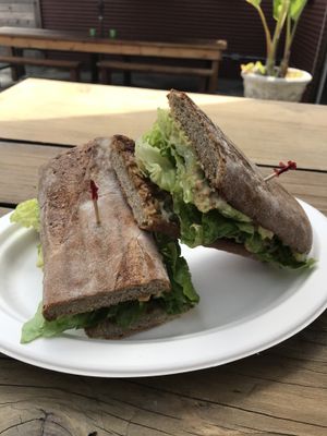 BLA on some amazing buckwheat bread at AVO Cafe in Santa Monica