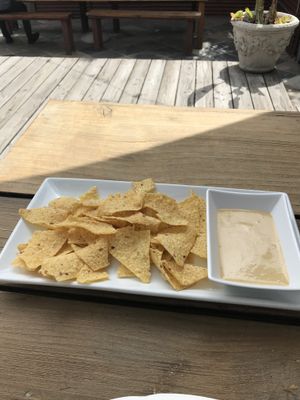 Chips and plant cheese at AVO Cafe in Santa Monica