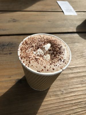 Hot chocolate with soy milk and vegan marshmallows- AMAZING!! at AVO Cafe in Santa Monica