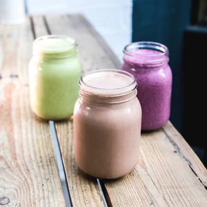 Assorted smoothies available w/ alt milk  at Milk Belly in Fremantle