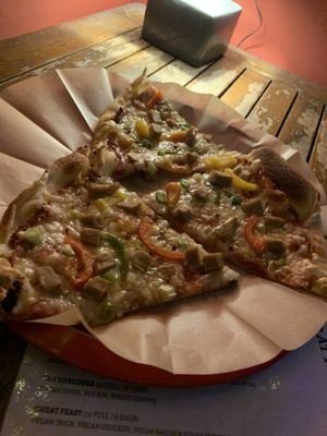 Salt n pepper ‘chicken’ pizzaa  at Outpost in Liverpool