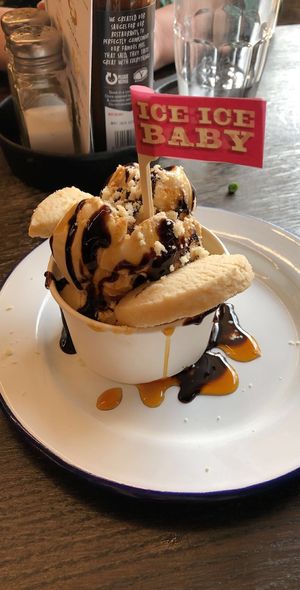Vegan ‘gold digger’ icecream sundae  at Pieminister in Birmingham