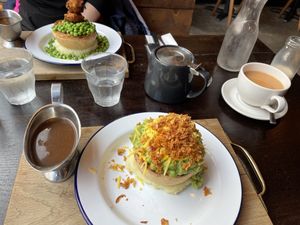 Mooless Moo (bottom) and mock-a-doodle (bottom)  at Pieminister in Sheffield