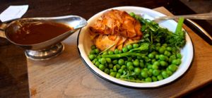 Maroc Star with Tenderstem, peas & shoots at Pieminister in Sheffield