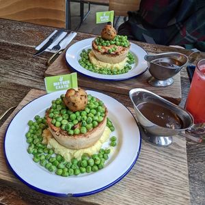 Mooless Moo (left) & Mock-a-Doodle (right) at Pieminister in Leeds