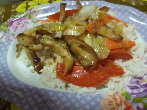 Mock pork with mushrooms at Mhee Yim Vegetarian Food in Hua Hin