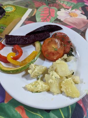 Vegan potato salad at Planeta Vegetariano in Puerto Vallarta