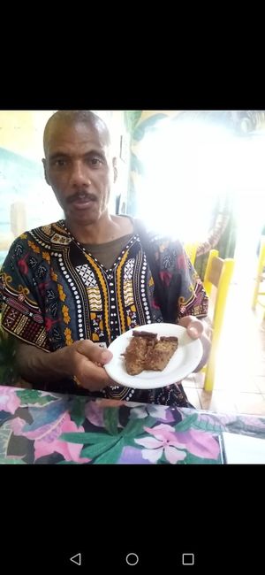 Bread pudding given to us at the end. Lovely surprise : at Planeta Vegetariano in Puerto Vallarta