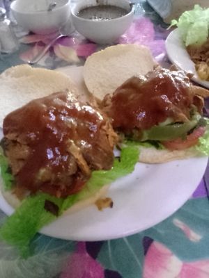 Making vegan burgers with their Seitan at Planeta Vegetariano in Puerto Vallarta